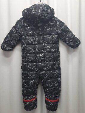 Spyder Infant Baby Boy Bunting Snowsuit 24M Black Red Sherpa Lined Hooded Puffer